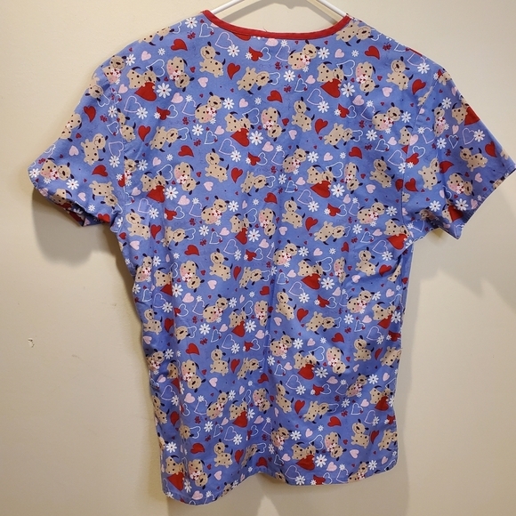 Dickies Women's Heart and Dogs Print Scrub top size S - Picture 7 of 10